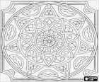 Puzzle de mandala avec des cercles en forme d'étoile ou des fleurs dans un carré