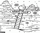 Le pôle Nord où il est la maison du Père Noël au cours d'une grande chute de neige