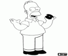 Homer Simpson en mangeant un beignet ou un donut. Homer Simpson, personnage de fiction