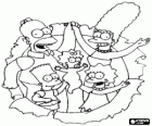 Portrait des Simpson: Homer, Marge, Bart, Lisa et Maggie