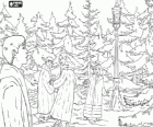 Les frères et sœurs Pevensie, Peter, Lucy, Susan et Edmund dans la forêt magique