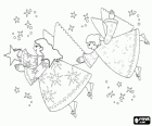 Anges de Noël en jouant avec les étoiles