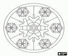 Mandala de Noël avec des cristaux de glace qui se forme des flocons de neige