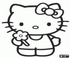 Hello Kitty avec une fleur à la main