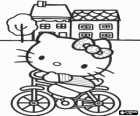 Hello Kitty heureux en montant en bicyclette