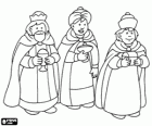 Les Rois Mages Gaspard, Melchior et Balthazar avec leurs cadeaux