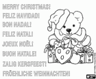 Carte de Noël avec des ours en peluche habillé en Père Noël