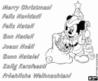 Carte de Noël mettant en scène Mickey Mouse déguisé en Père Noël