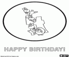 Carte d'anniversaire avec animals pour enfants de 4 ans