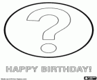 Carte d'anniversaire avec un grand point de question et une grande question