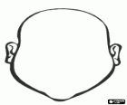 Contour de tête avec le visage en blanc pour dessiner