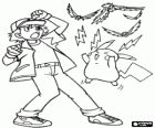 Ash et ses Pokémon Pikachu à lancer des décharges électriques