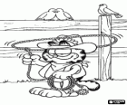Garfield le Cowboy en tournant la boucle sur la tête