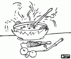 Pot de soupe dans le feu de la cuisine