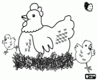 Poule et de deux poussins de Pâques
