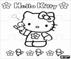 Puzzle de Hello Kitty avec des fleurs et des oiseaux