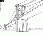 Le pont de Brooklyn, le pont suspendu est un symbole de la ville de New York
