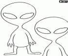 Deux aliens avec grosse tête et de grands yeux