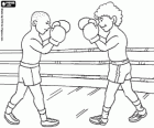 Combat de boxe, les boxeurs ou des combattants dans la position de la défense dans le ring