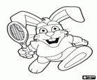 Lapin avec une raquette de tennis