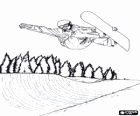 Snowboarder faire un truc ou une astuce sur un half-pipe ou demi-lune, coureur pratiquant de snowboard free-style