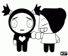 Pucca et Garu, deux amants se tenant la main