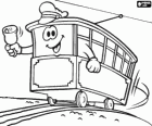 Funiculaire ou tramway avec sourire en sonnant la cloche