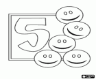 Numéro 5 amusant avec cinq smiley