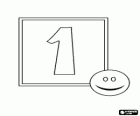 Numéro 1 avec un visage heureux
