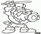 Viking avec casque, épée et le bouclier