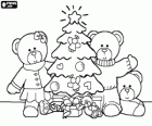 Famille d'ours fête le Noël à la maison