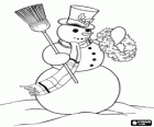 Beau bonhomme de neige avec des décorations de Noël