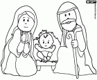 Marie, Joseph et l'enfant Jésus dans la crèche