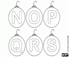 Alphabet de boules de Noël. Lettres majuscules N à S 