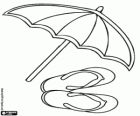 Ombrelle ou parasol et des sandales tongs à profiter de l'été