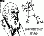 La Journée  Darwin , Charles Darwin est né le 12 février 1809. Arbre de Darwin, le premier plan de son théorie de l'évolution