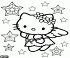 Hello Kitty est un ange de Noël parmi les étoiles