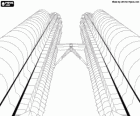 L'impressionnant des tours jumelles Petronas ou Tours Petronas de 88 étages et 452 mètres de haut, Kuala Lumpur, en Malaisie. Projet de Cesar Pelli 