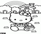 Hello Kitty avec un panier plein de fraises