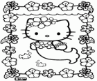 Hello Kitty, une magnifique sirène dans un cadre de fleurs