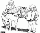 Filles montant un poney