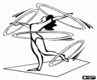 Gymnaste rythmique faisant un exercice avec cerceaux