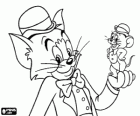Tom et Jerry très élégantes avec chapeau melon et un nœud papillon