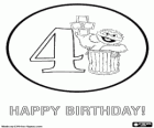 Carte d'anniversaire pour 4 ans avec Oscar de Sesame Street