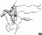 Samouraï à cheval avec le drapeau