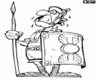 Soldat romain à sueur de la peur en pensant à Astérix et Obélix
