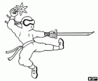 Combat ninja avec le katana et l'étoile ninja