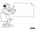 L'Inspecteur Gadget avec un crayon et une feuille de papier de grand format