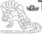 Fossilizaur, dernière évolution. Invizimals The Lost Tribes. Invizimal qui vit dans des grottes et à survivre peut changer la couleur de la peau à volonté