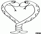 Deux serpents amoreuxes. Les serpents à prendre la forme d'un coeur